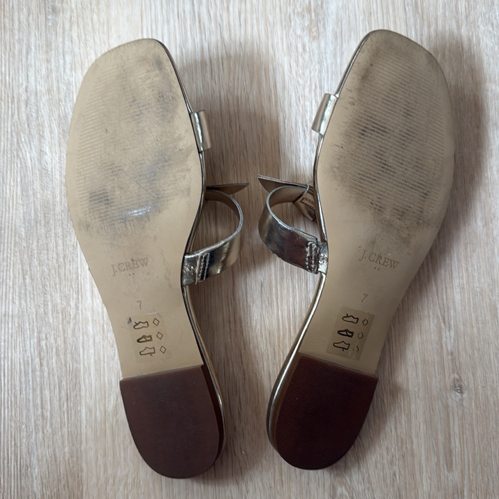 J. Crew Metallic Gold Slide Sandals - Picture 2 of 4